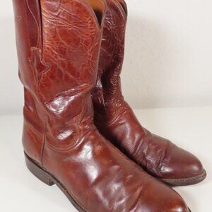 Vintage Lucchese Handmade Cherry / Brown Roper Boots Size 9.5 D L8500 *READ*